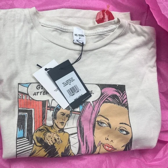 RE/DONE Classic "Nope" Graphic Baby Tee in Vintage White - Picture 4 of 4